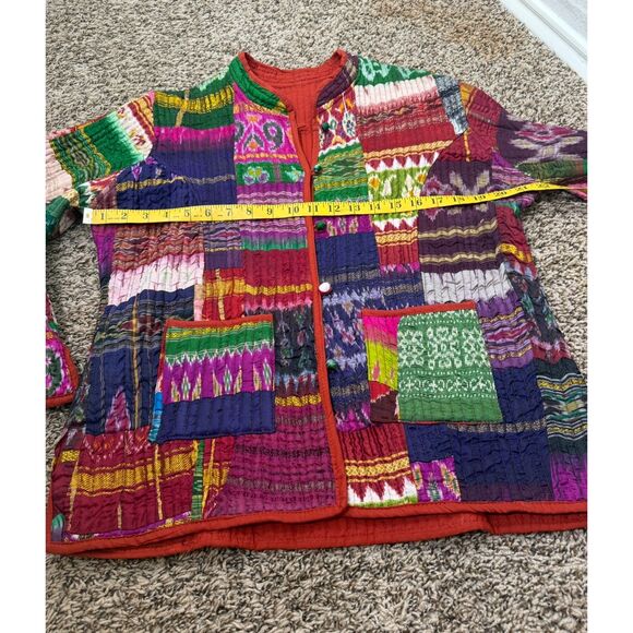 Unbranded Reversible Quilted Button Up Coat Sz L/XL Patchwork Artsy Boho Hippie - Picture 6 of 9